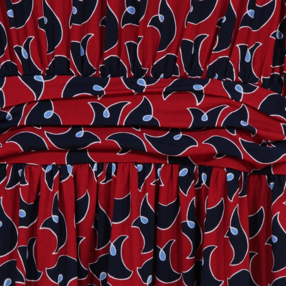 Leota Red Blue Twilight Dot Parakeet Sleeveless Midi Dress Size Medium NWT - Picture 8 of 8